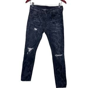 R13 Black Acid-Wash Straight-Leg Jeans